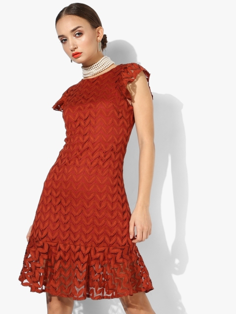 

Deal Jeans Women Rust Self Design Sheath Dress