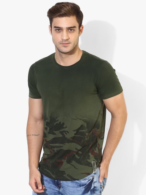 

Olive Printed Regular Fit Round Neck T-Shirt