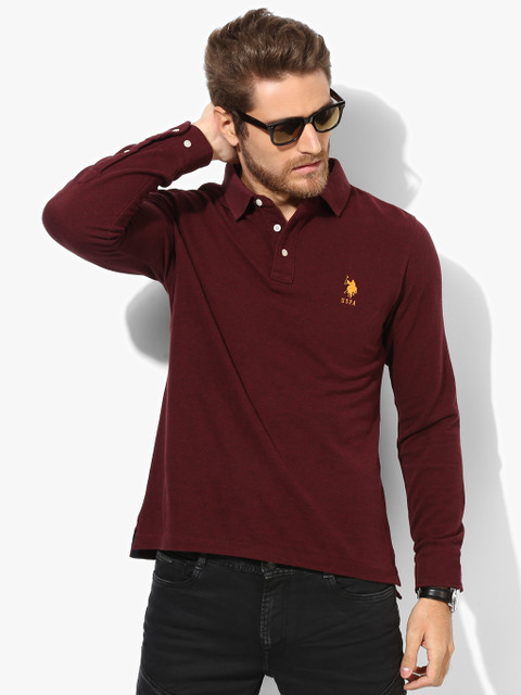 

Maroon Solid Regular Fit Polo T-Shirt