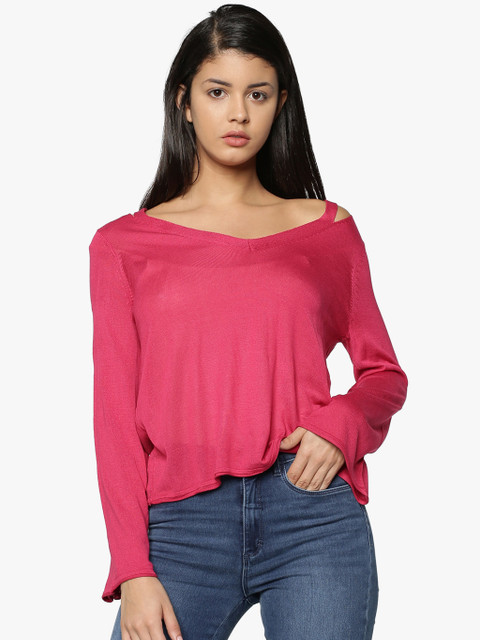 

ONLY Women Pink Solid Top