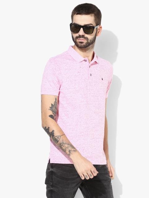 

Pink Self Design Regular Fit Polo T-Shirt