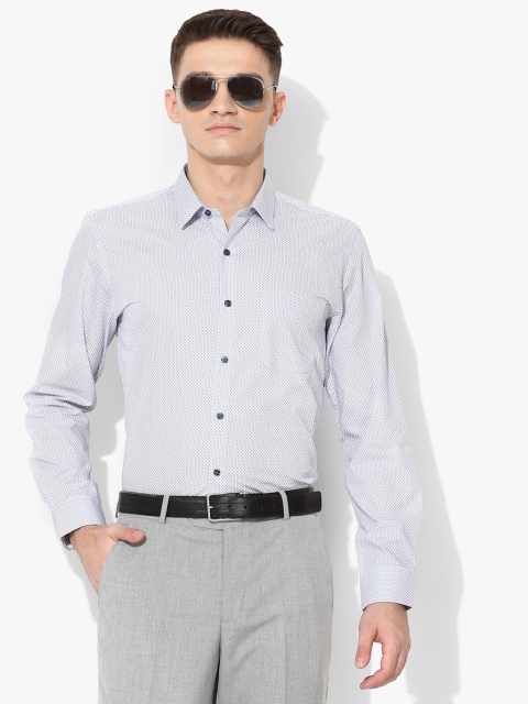 

White Printed Slim Fit Casual Shirt