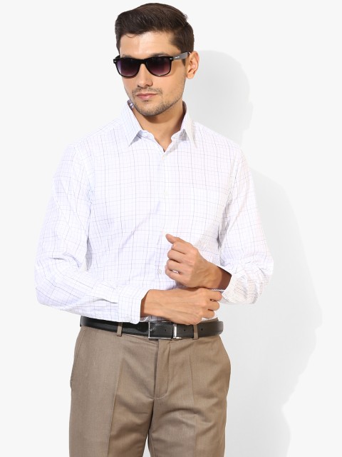 

White Checked Slim Fit Formal Shirt