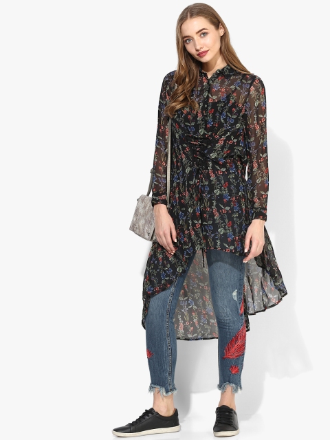 

Madame Women Black Printed High-Low Top
