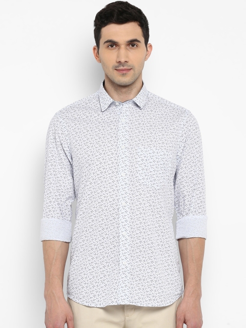 

ColorPlus Men White Tailored Fit Printed Casual Shirt