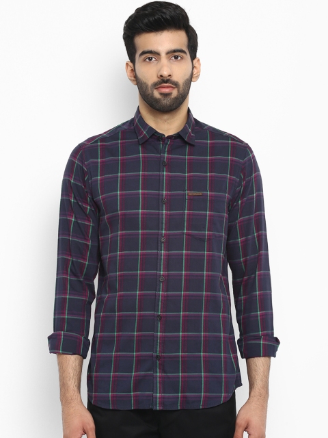 

ColorPlus Men Navy Blue Contemporary Regular Fit Checked Casual Shirt