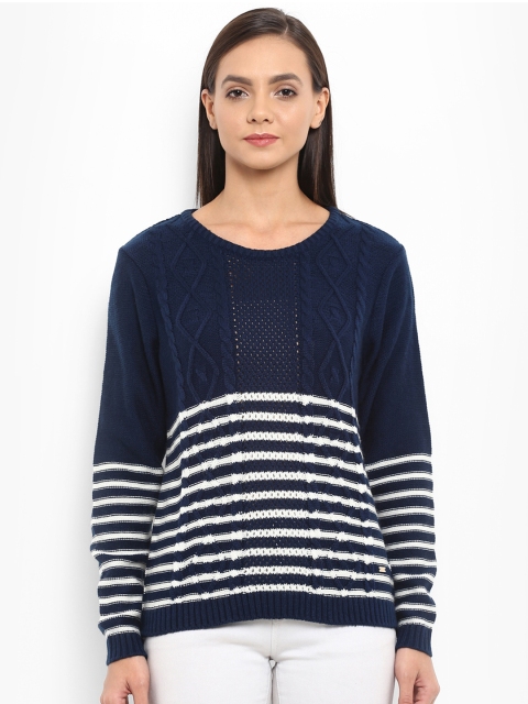 

Park Avenue Women Blue Self Design Pullover