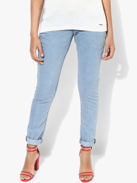 

Light Blue Solid Mid Rise Regular Fit Jeans