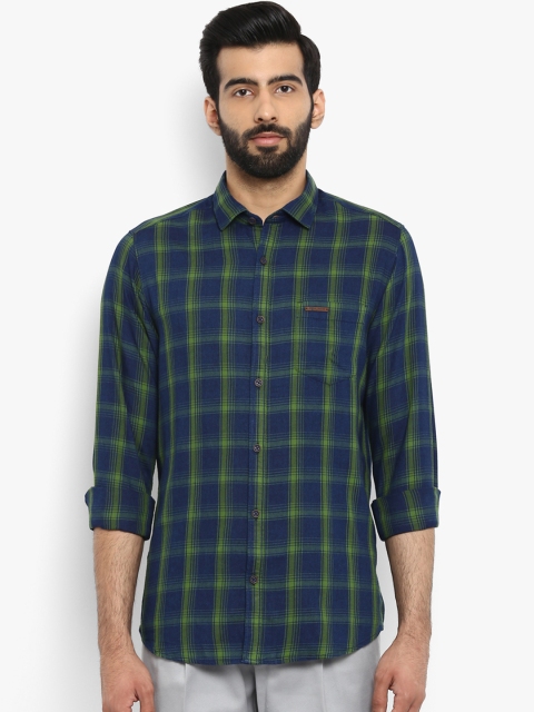 

ColorPlus Men Teal Blue Contemporary Regular Fit Checked Casual Shirt