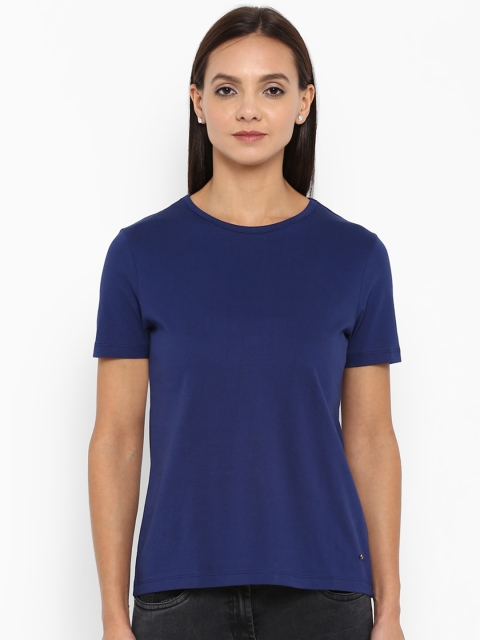 

Park Avenue Women Blue Solid Round Neck T-shirt