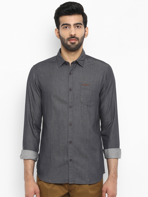 

ColorPlus Men Grey Regular Fit Self Design Casual Shirt