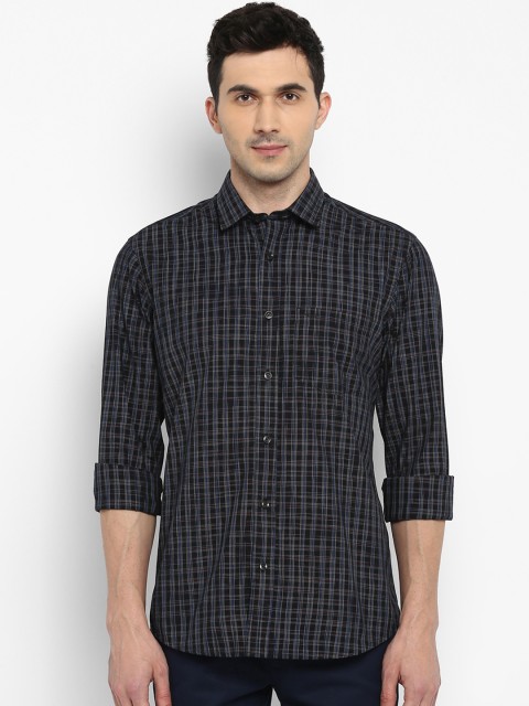 

ColorPlus Men Black Tailored Fit Checked Casual Shirt
