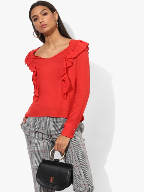 

Red Solid Blouse