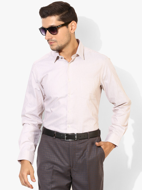 

Beige Printed Slim Fit Formal Shirt