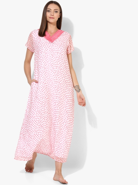 

Sweet Dreams White & Pink Printed Maxi Nightdress