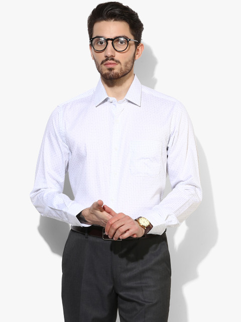 

White Checked Regular Fit Formal Shirt