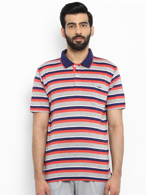 

ColorPlus Men Multicoloured Striped Polo Collar T-shirt, Multi