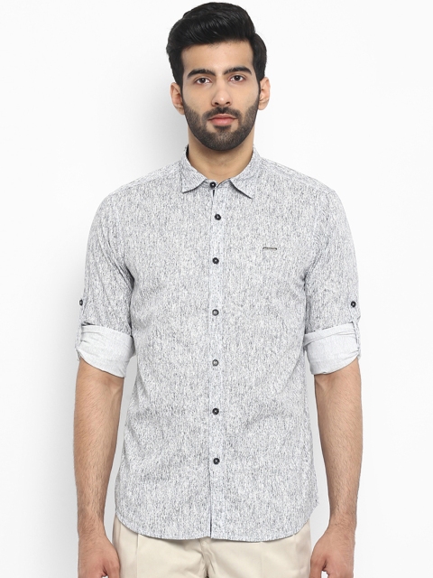 

ColorPlus Men White & Navy Blue Regular Fit Printed Casual Shirt
