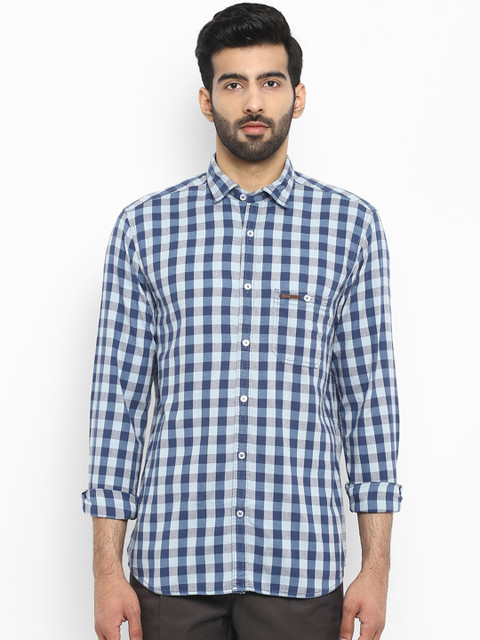 

ColorPlus Men Blue & White Tailored Fit Checked Casual Shirt