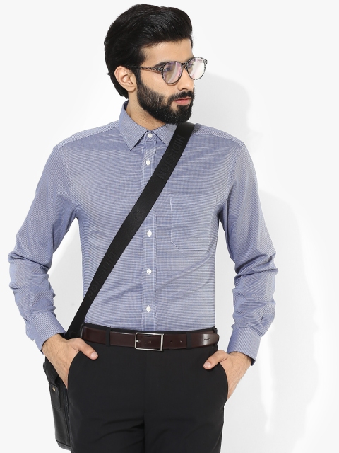 

Navy Blue Checked Regular Fit Casual Shirt