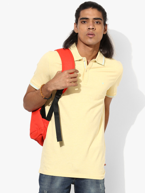 

Yellow Solid Slim Fit Polo T-Shirt