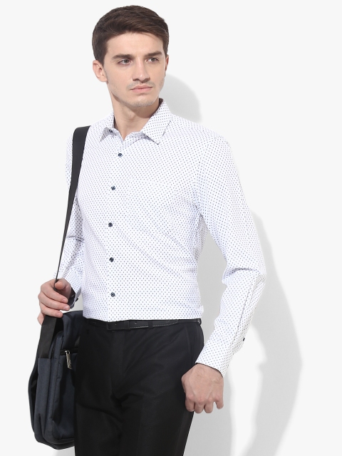 

White Printed Slim Fit Casual Shirt