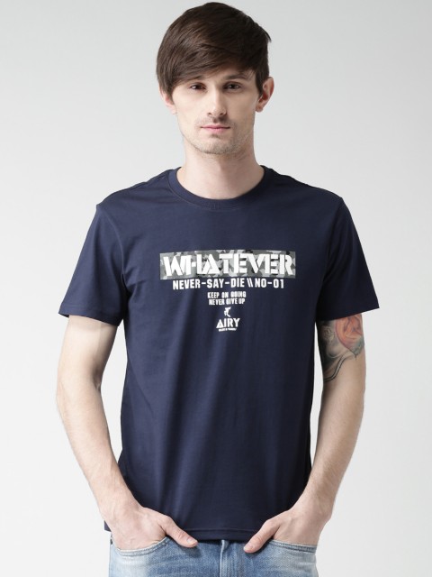 

Navy Blue Printed Round Neck Tshirt