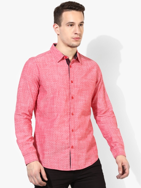 

Pink Textured Regular Fit Casual Shirt