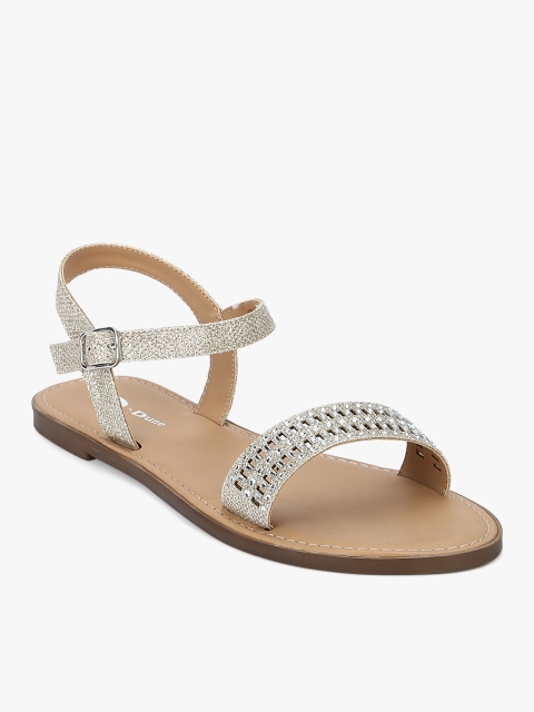 

Gold Solid Open Toe Flats