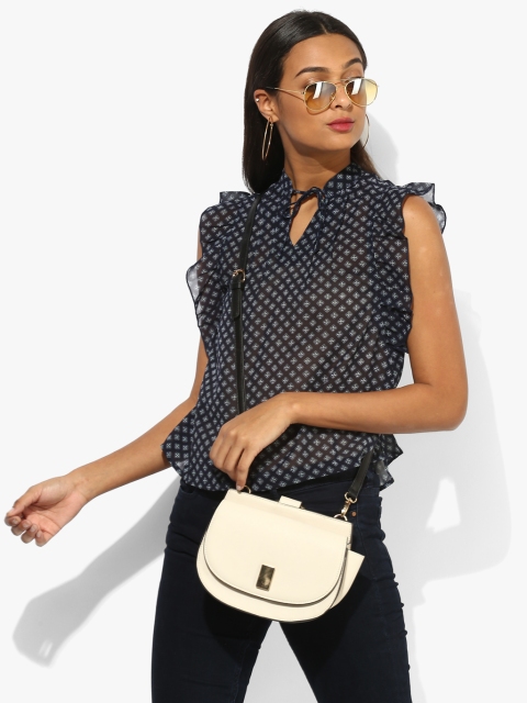 

Aeropostale Navy Blue & White Printed Top