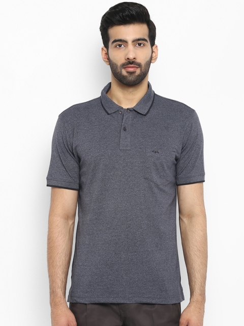 

ColorPlus Men Grey Solid Polo Collar Pure Cotton T-shirt
