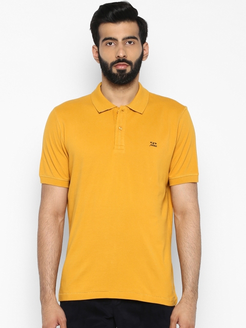 

ColorPlus Men Yellow Solid Polo Collar Pure Cotton T-shirt