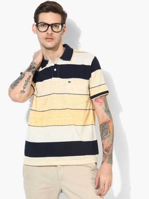 

Yellow Striped Regular Fit Polo T-Shirt
