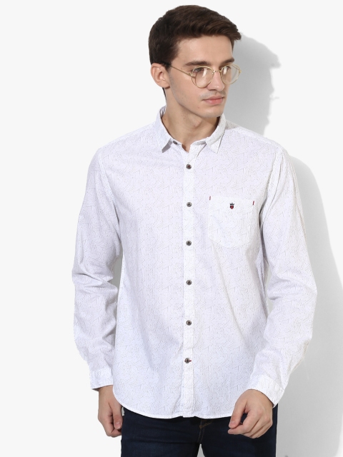 

White Printed Slim Fit Casual Shirt