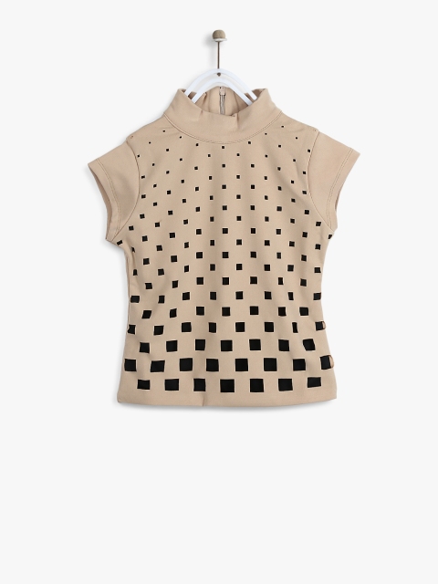 

Tiny Girl Beige Printed Party Top