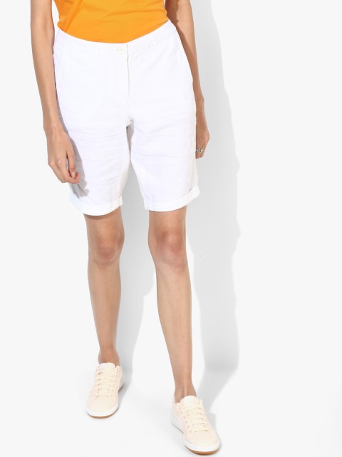 

White Solid Shorts