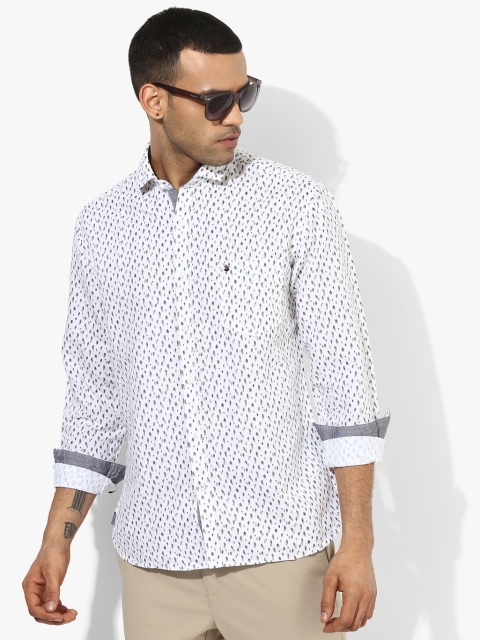 

White Printed Slim Fit Casual Shirt