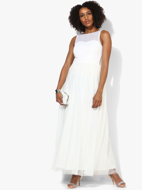 

White Coloured Embellished Maxi Dress