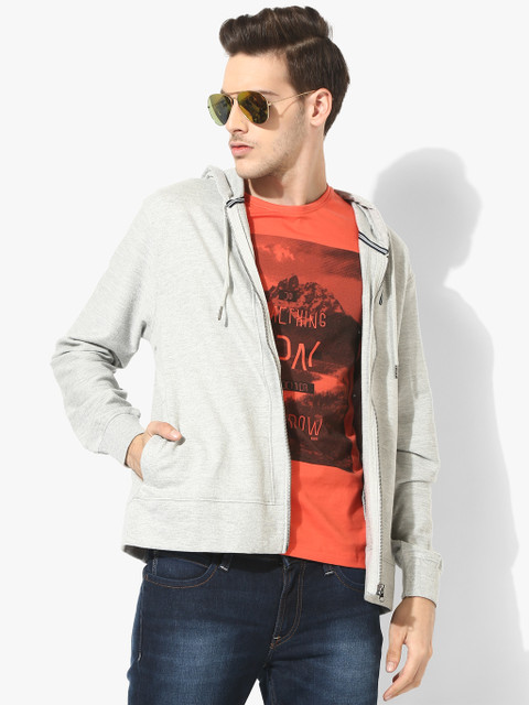 

Grey Self Design Hoodie