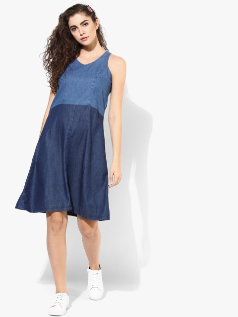 

AND Women Blue Denim A-Line Dress