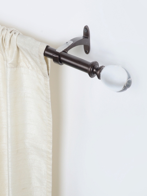 

Deco Window Brown Curtain Rod With Brackets & Finials