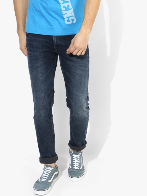

Navy Blue Washed Low Rise Slim Fit Jeans