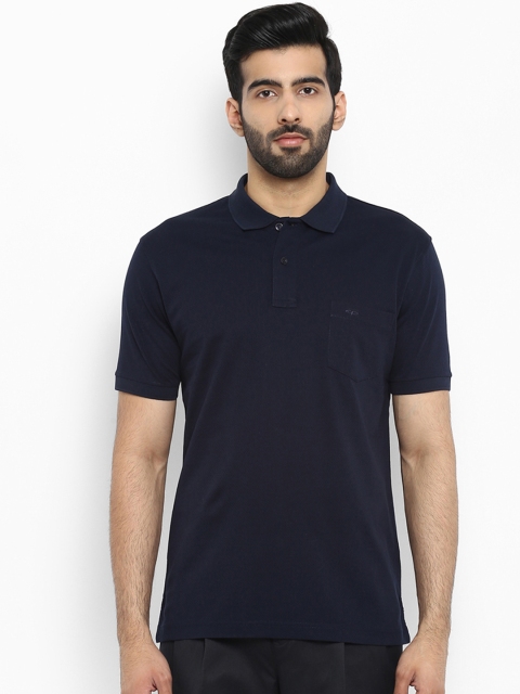 

ColorPlus Men Navy Blue Solid Polo Collar Pure Cotton T-shirt