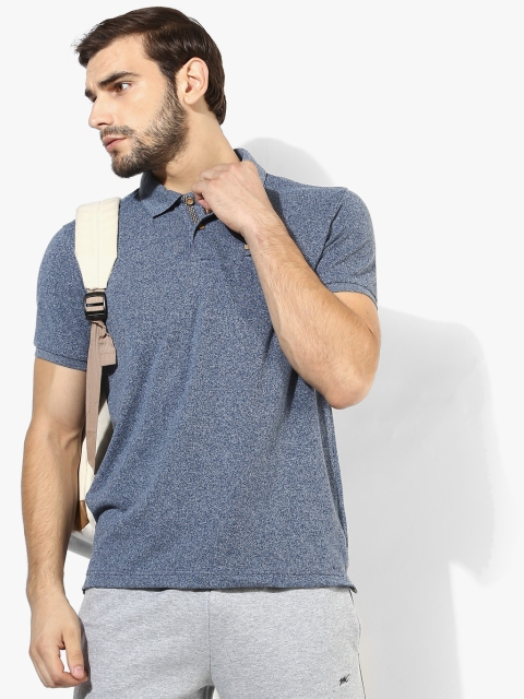 

Blue Self Design Slim Fit Polo T-Shirt