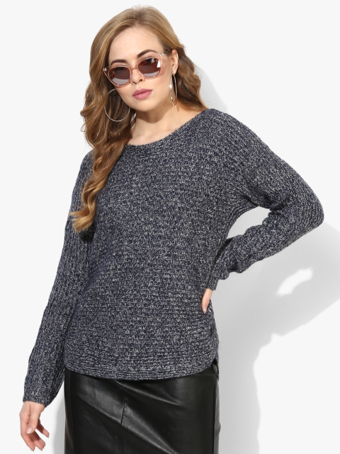 

Navy Blue Self Design Sweater