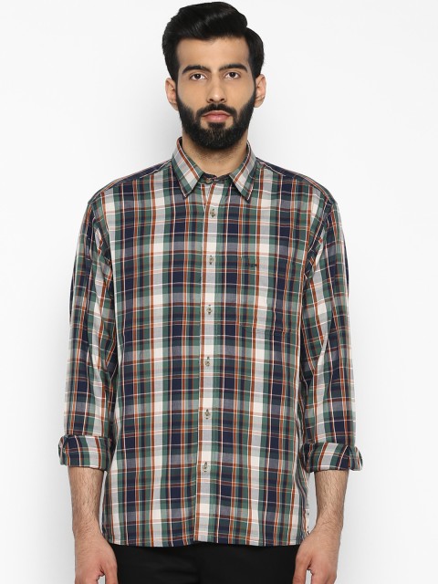 

ColorPlus Men Green Regular Fit Checked Casual Shirt