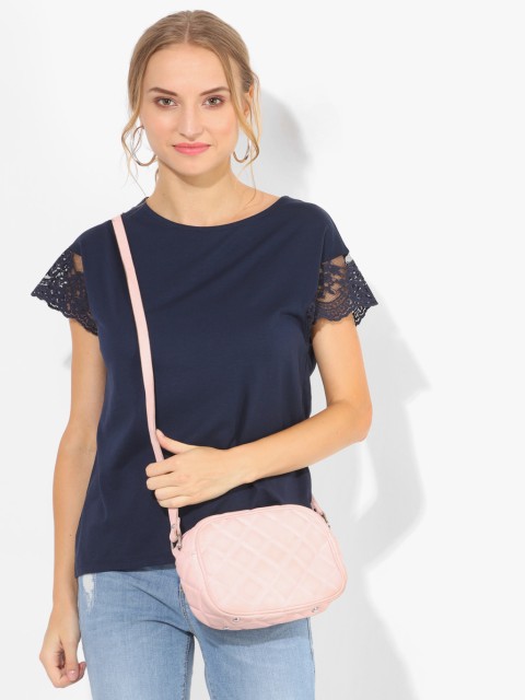 

Navy Blue Self Design T Shirt