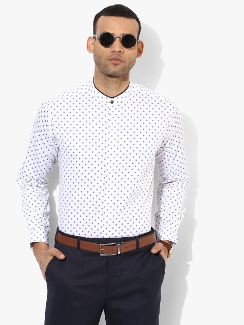 

White Printed Slim Fit Casual Shirt