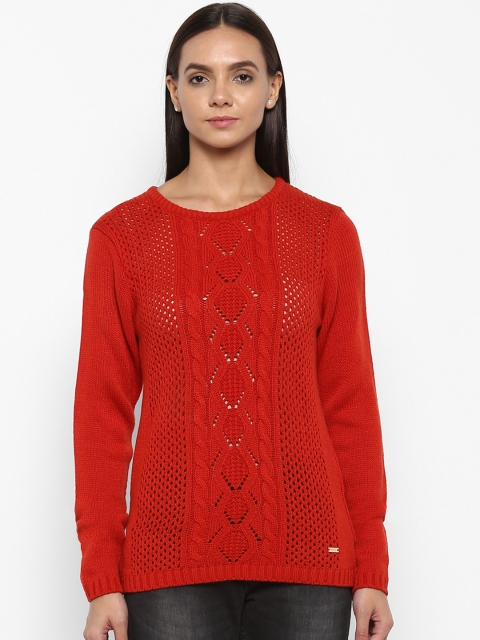 

Park Avenue Women Red Self Design Pullover