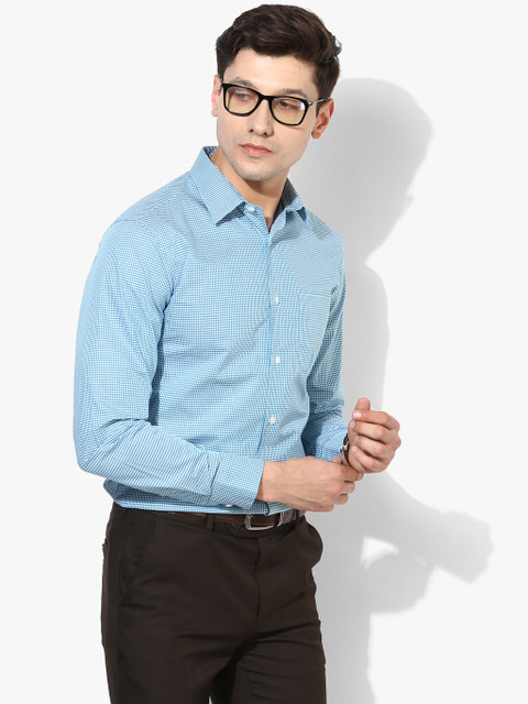 

Blue Checked Regular Fit Formal Shirt